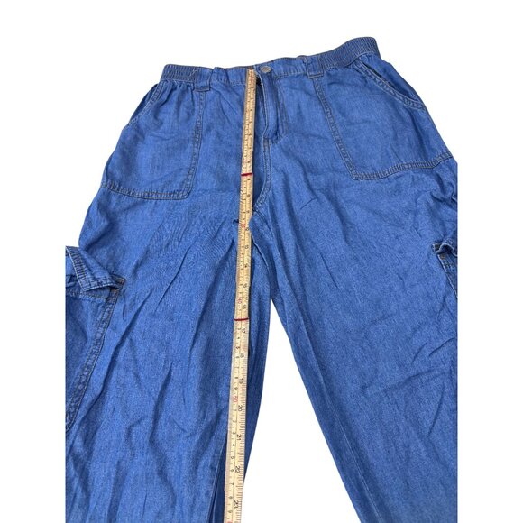 Almost Famous Blue Cargo Denim Pants Size M - Picture 5 of 11
